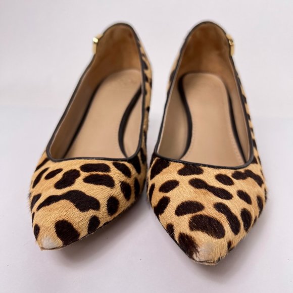 Tory Burch Elizabeth Beige Calf Hair Leopard Print Point Toe Stiletto Pumps 7.5 - Picture 3 of 15
